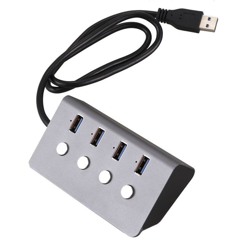 USB 3,0 Hub 4-Hafen mit LED auf/aus Schalter USB C Splitter Adapter, Hohe Geschwindigkeit, geeignet für PC Laptop