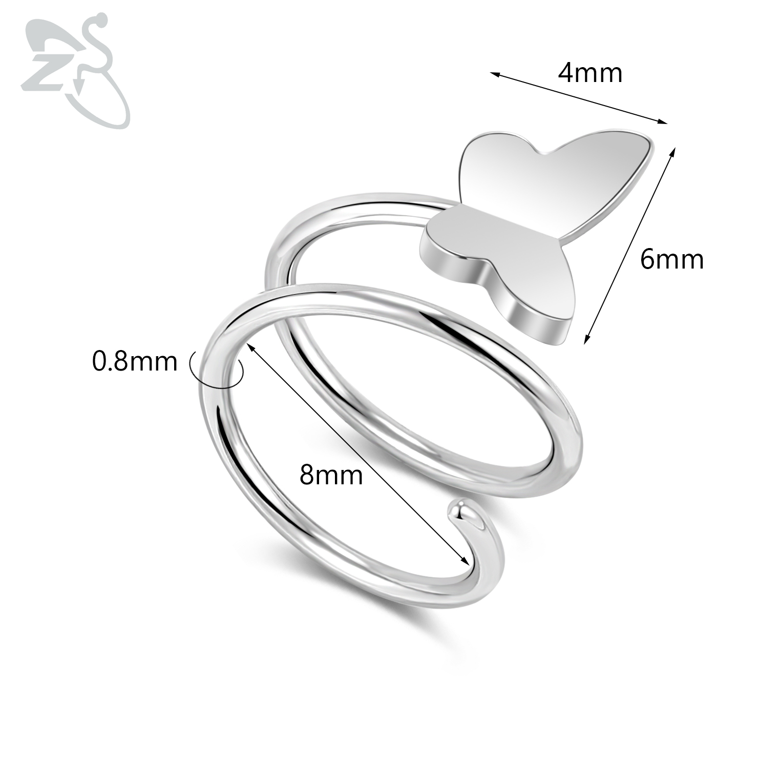ZS 1 ST 20G Dubbele Lagen Rvs Neusring Vlinder Ster Neus Hoop Ringen Oorkraakbeen Tragus Helix piercings Sieraden: Blue White Zinc Plated