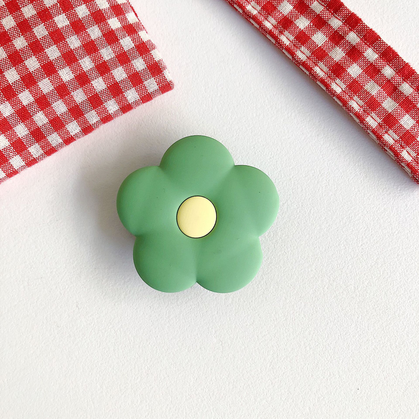 1PCS Cute Cat Paw Colorful Flower Phone Ring Holder Finger Ring Buckle Anti-Fall Foldable Bracket Universal Phone Stand: Green Flower