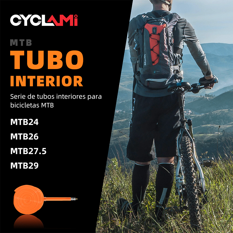 CYCLAMI Nueva versión Cámara de aire ultraligera para bicicleta de montaña de 26, 27,5 y 29 pulgadas Neumático de material TPU Válvula francesa de 45 mm