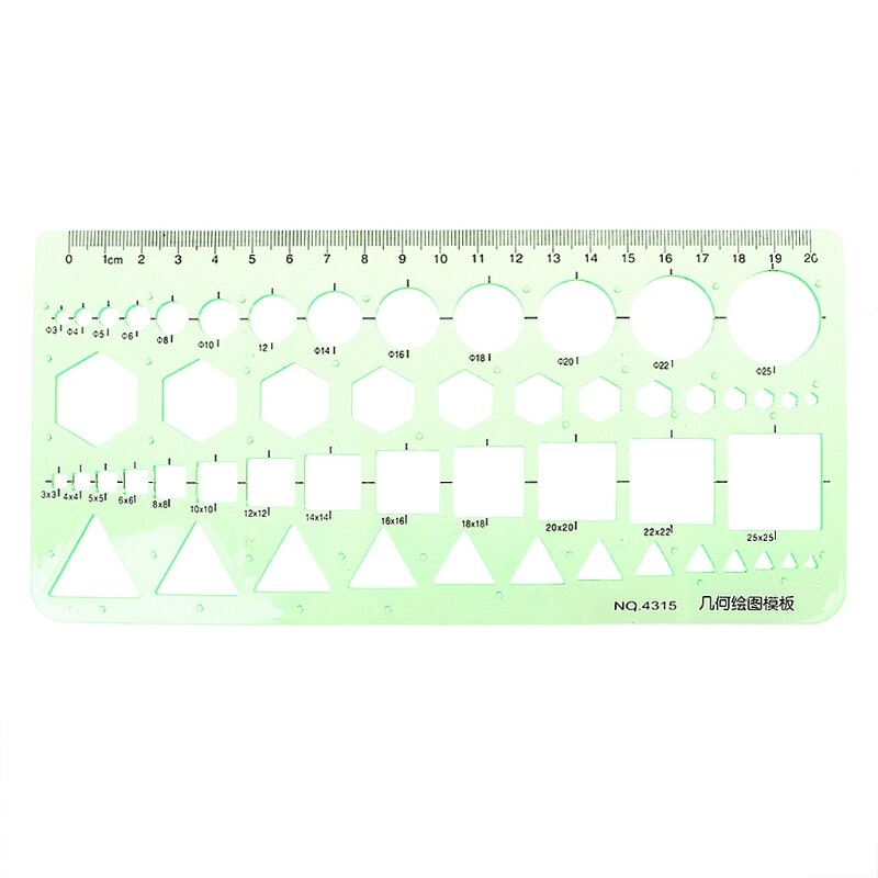 Geometric Plastic Circles Squares Hexagons Triangle Template Ruler Drawing Tool
