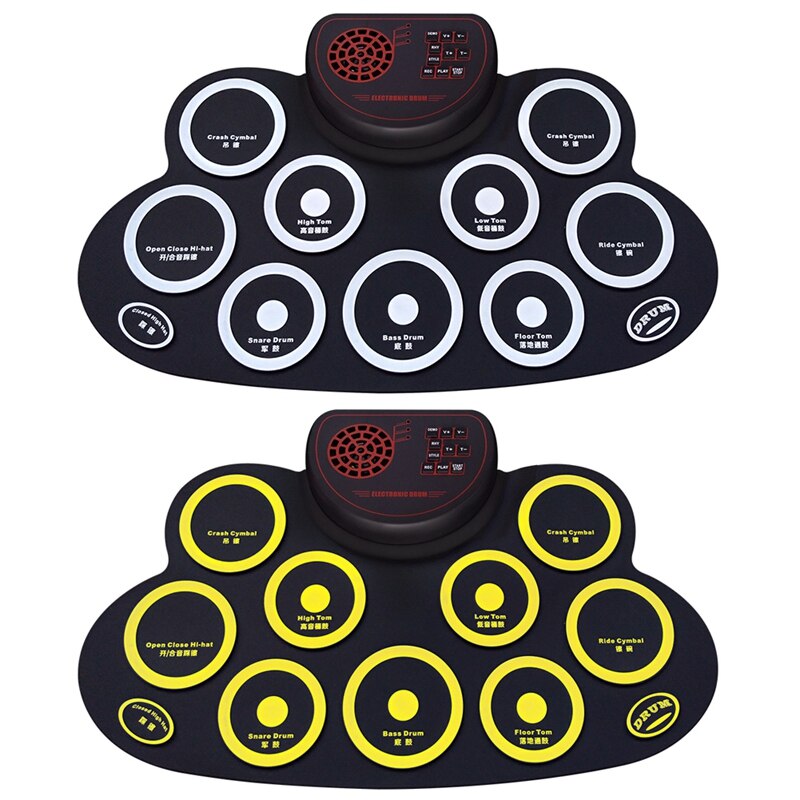 Ensemble de batterie électronique, pratique, Pad de batterie enroulable, Kit de batterie portable avec prise casque, haut-parleur intégré, bâtons de batterie