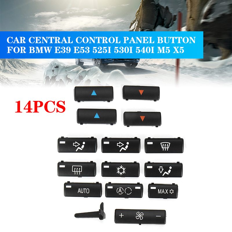 14 Knoppen Key Caps Vervanging Klimaat Een/C Control Bedieningspaneel Schakelaar Knoppen Cover Caps Voor Bmw E39 E53 525i 530i 540i M5 X5