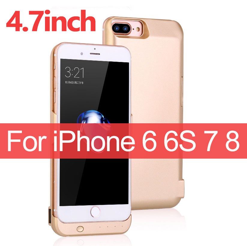 10000mAh Portable External Battery For iPhone 6 6S 7 8 Phone Battery Case For iPhone 6 Plus 6s Plus 7 Plus 8 Plus Charging Case: 4.7inch Gold