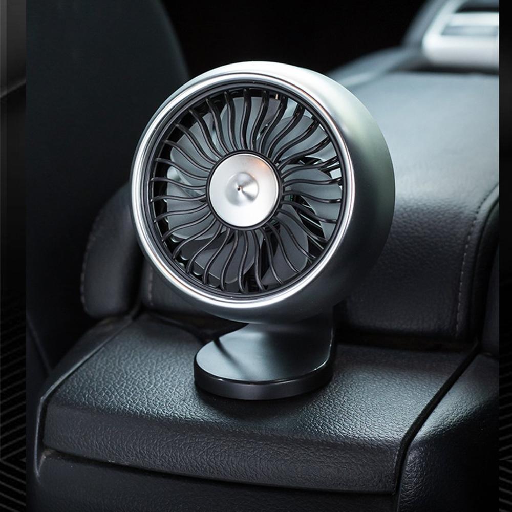 Car multi-functional fan 3 Speed Adjustment USB Car Fan Air Conditioner Colorful Light Dashboard Cooling Fan: silver