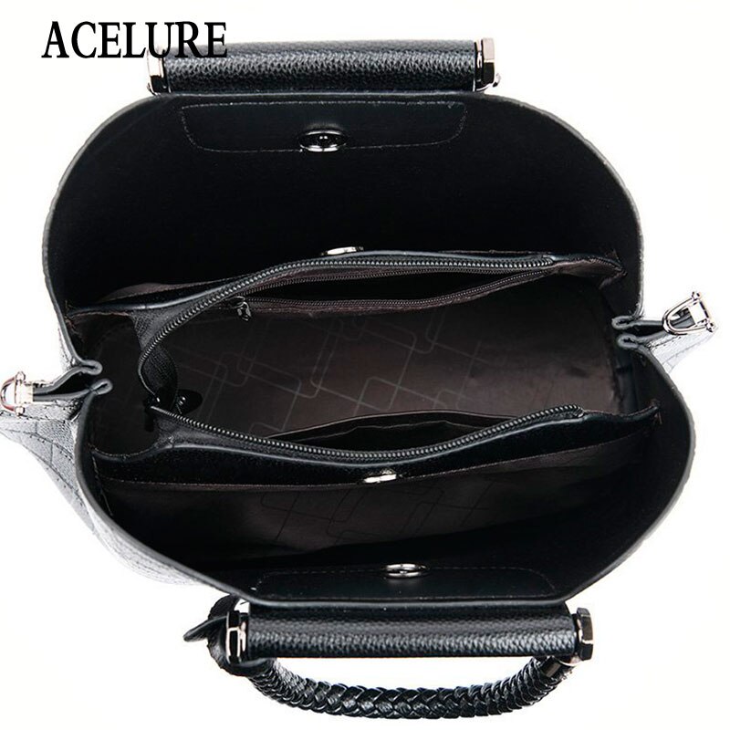 ACELURE Metal Pendant Solid Color Alligator PU Leather Women Shopping Handbags Purse Female Shoulder Crossbody Bags Ladies Purse