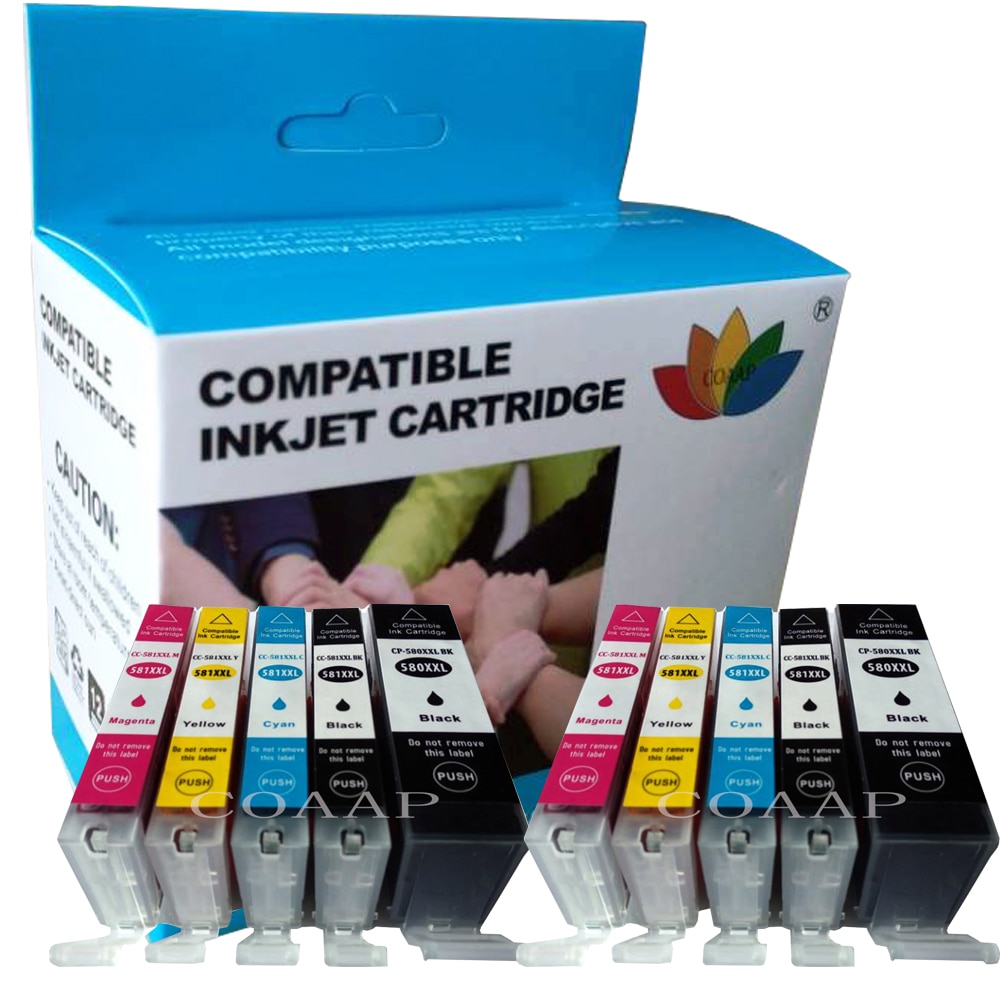 10pk Compatible pgi580 cli581 ink for Canon PGI 580 PGBK CLI 581 BK/C/M/Y XL for PIXMA TS8150 TS8151 TS8152 TS9150 TS9155