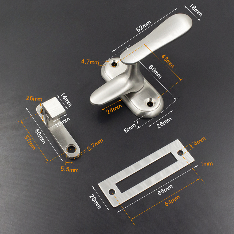 Stainless Steel Doors and Windows Sash Lock Window Latch Handle Sliding Window Handle Security Hasp Hardware Fittings: Bronze