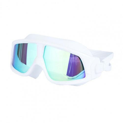 MC-3200 Zwembril Anti-Fog Shockproof Waterdicht Groot Frame Galvaniseren Zwemmen Bril Voor Strand: WHITE