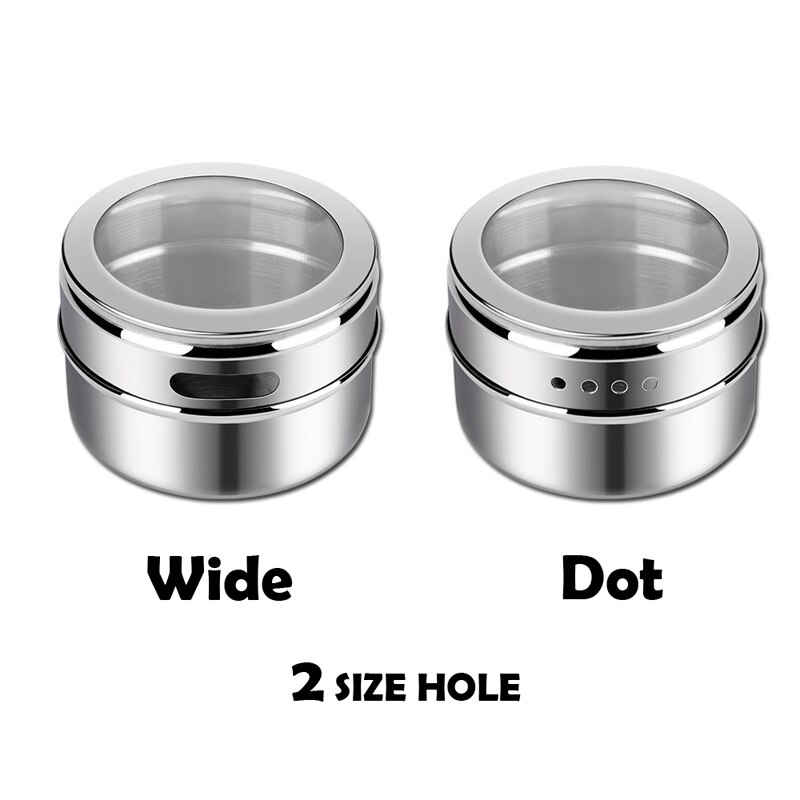 Magnetic Stainless Steel Spice Jars Tins Set with Clear Lid Labels Sticker Seasoning Pepper Spice Storage Container Jars