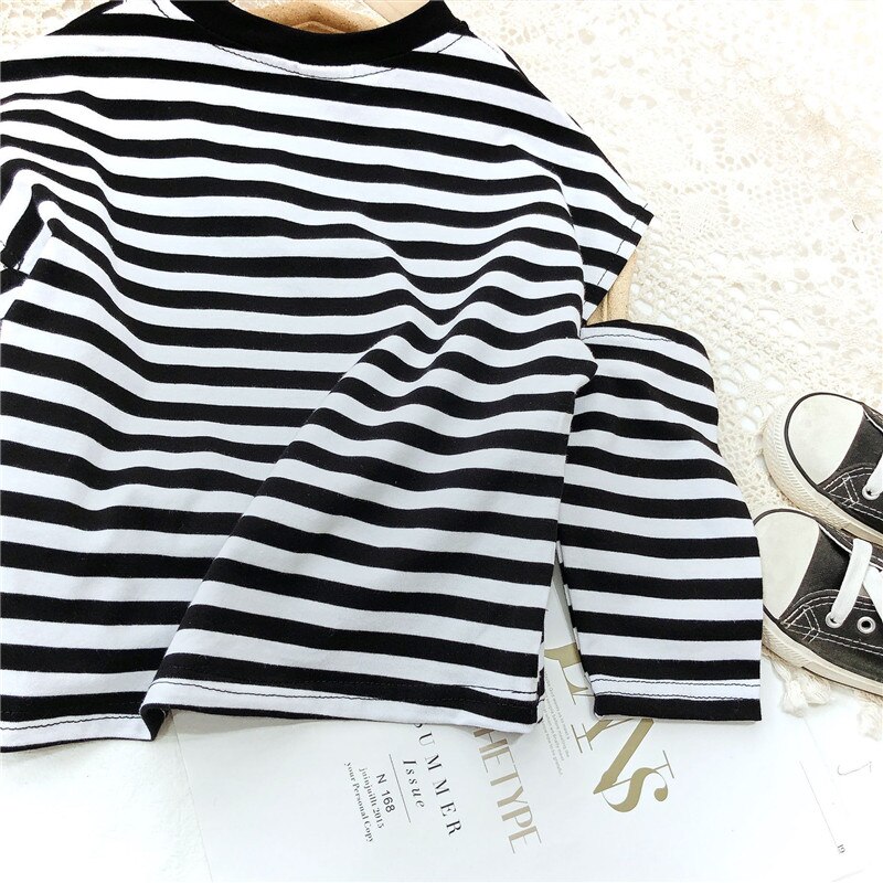 Fall Shirts for Girls Stripes Off The Shoulder Long Sleeve Tops Korean Toddler Kids Clothes Little Girl Costume