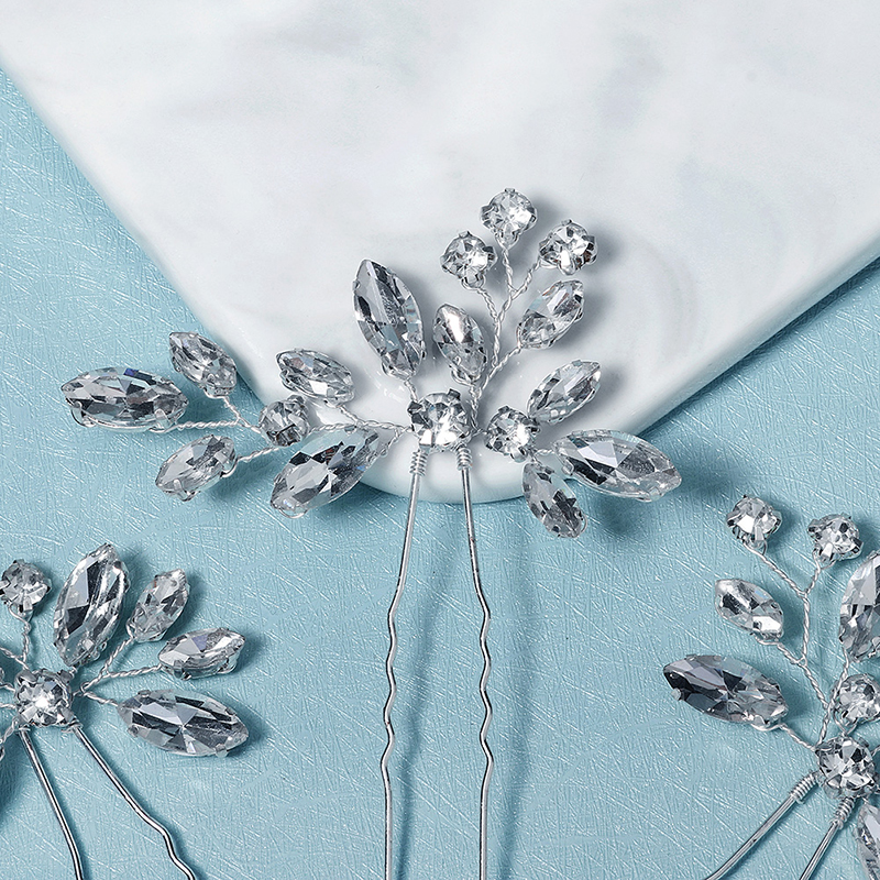 Horquillas para el pelo para mujer, accesorios para el cabello de boda con diamantes de imitación, horquilla, tocado de novia, joyería para , de dama de honor, 3 unids/lote