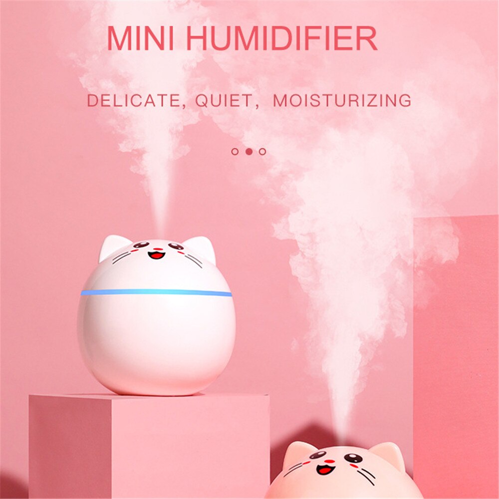 Car USB Aroma Diffuser Air Humidifier 300ML Ultrasonic Cool Mist Maker Fogger LED Essential Oil Diffuser Cute Cat Style