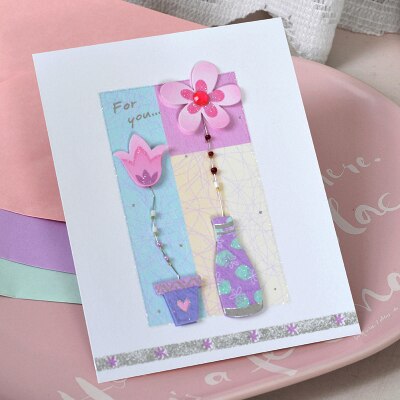 cute paper 3d handmade cards flower message cards greeting cards: MINI 0804 II 08