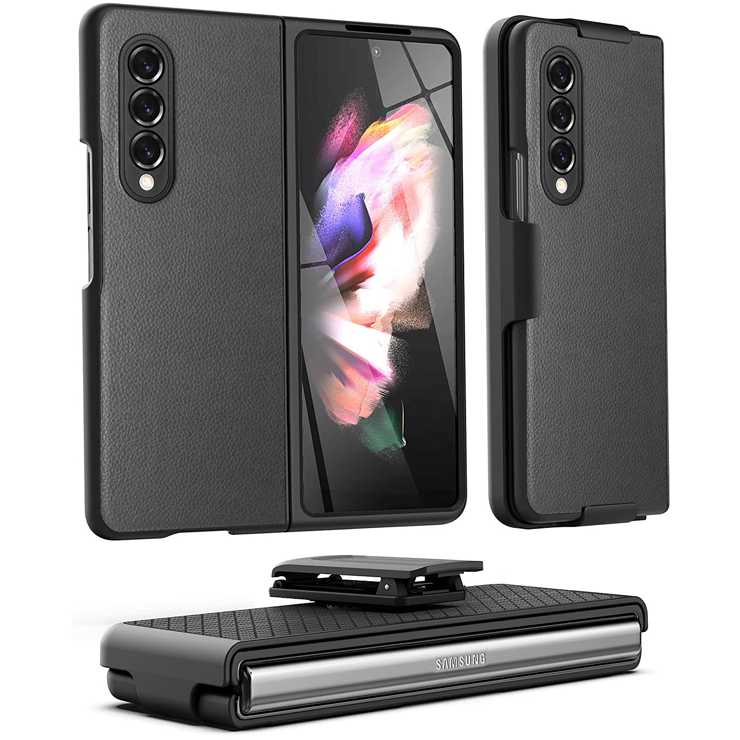 Custodia DuraClip per Samsung Galaxy Z Fold 3 custodie con Clip da cintura Cover anteriore/posteriore sottile con fondina per Galaxy Z Fold 3 Funda: D