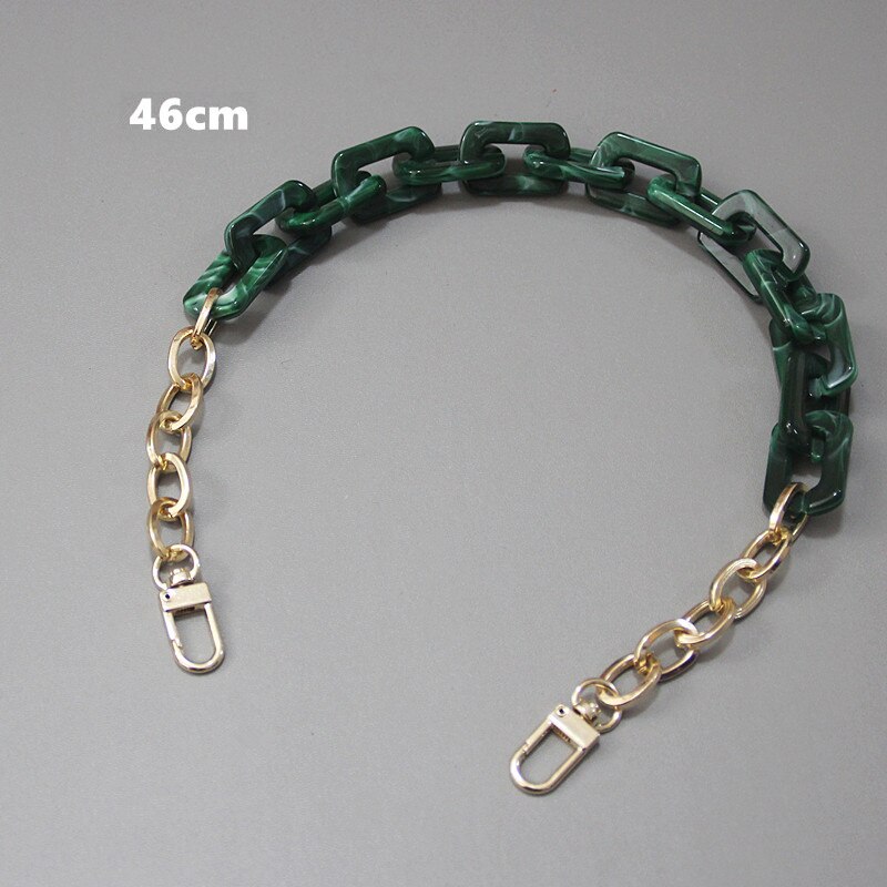 Nuovo di Modo Della Donna Della Catena Accessorio Staccabile Sostituzione Del Leopardo Ambra Verde di Colore Della Cinghia Delle Donne Fai da Te Frizione a Catena in Resina: Green 46cm