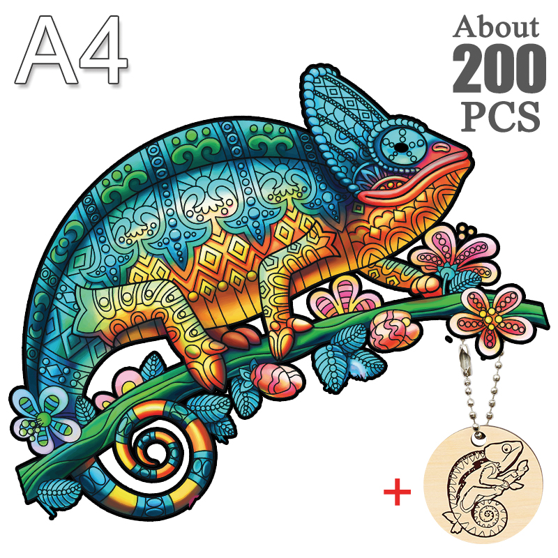 Puzzle caméléon 3D En Bois pour enfant et adulte, jeu de magie, Puzzle éducatif, du nouvel an: BSL-03-A4