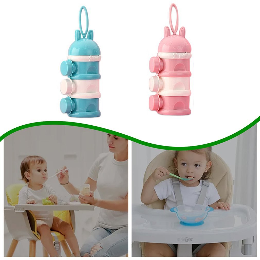 Boîte de lait en poudre à couches, boîte de rangement de collations à trois grilles pour suppléments pour bébé, boîte de lait en poudre portable