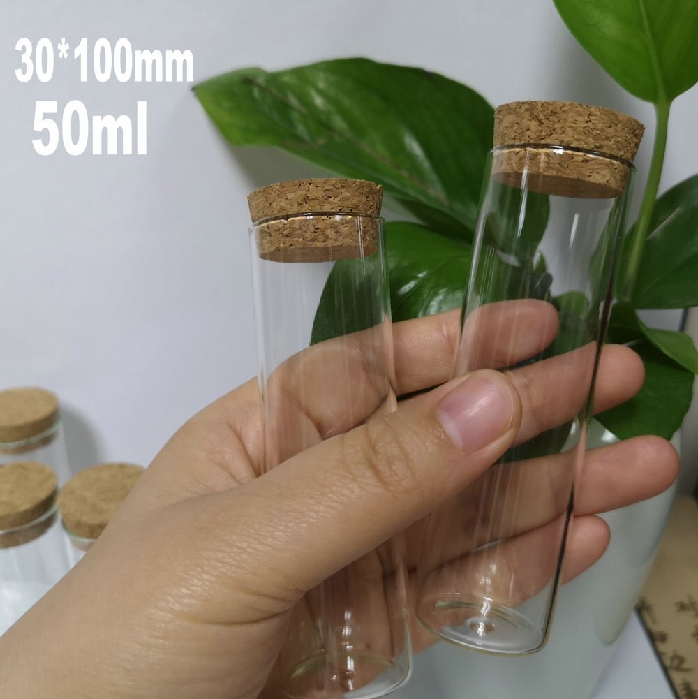 10 Stks/partij 50Ml 30*100Mm Lege Diy Wishing Glasreageerbuizen Opslag Flessen Met Kurk Tiny potten Kurk Ambachten