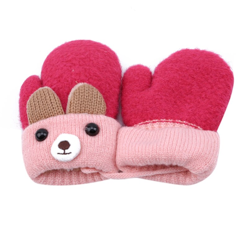Arrivals Winter Cartoon Bear Patchwork Keep Warm Mittens Children Girls Boys Gloves 1-4 years