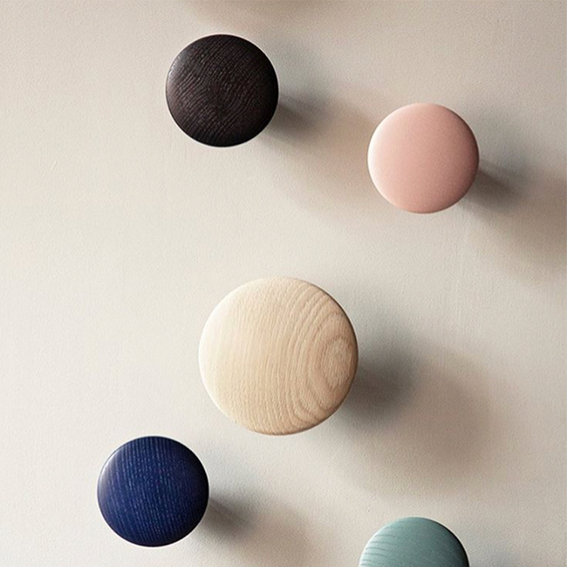 Juego de ganchos redondos de madera, Perchero de pared, organizador de almacenamiento, perchas de ropa, armario, cajón, manija, pared, dormitorio, decoración del hogar