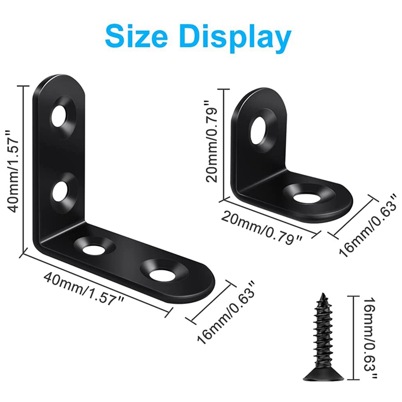24PCS L Bracket Corner Brace,90 Degree Right Angle Bracket, Corner Bracket L Brackets For Wood Shelves Furniture Cabinet