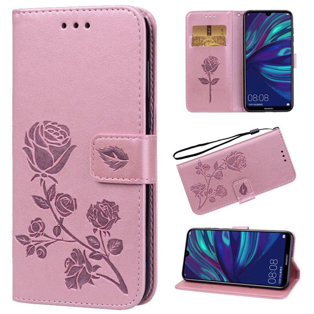 Luxo couro flip book caso para zte lâmina l5/l5 mais rosa flor carteira suporte caso capa de telefone saco: L5 Plus / 3Pink