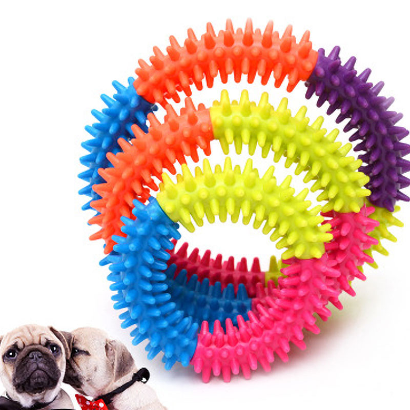 TPR Rubber Multicolor Doorn Ring Huisdier Speelgoed Kat En Hond Molaire Milieu Kat En Hond Speelgoed