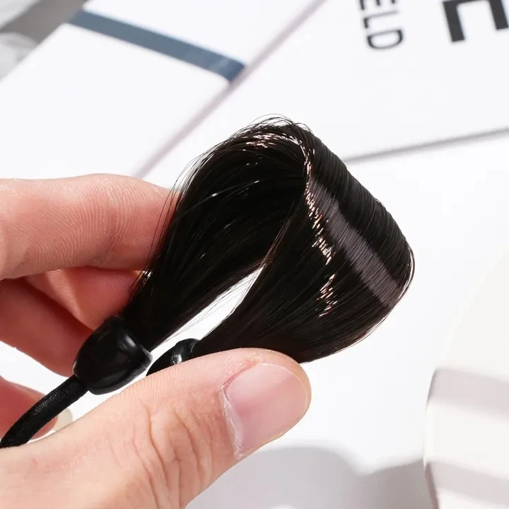 Rubber Band Made of Hair Rope Simulation Wig Head Rope Wig Hair Ring Straight HairTie Ponytail Elastic Hair Accessories