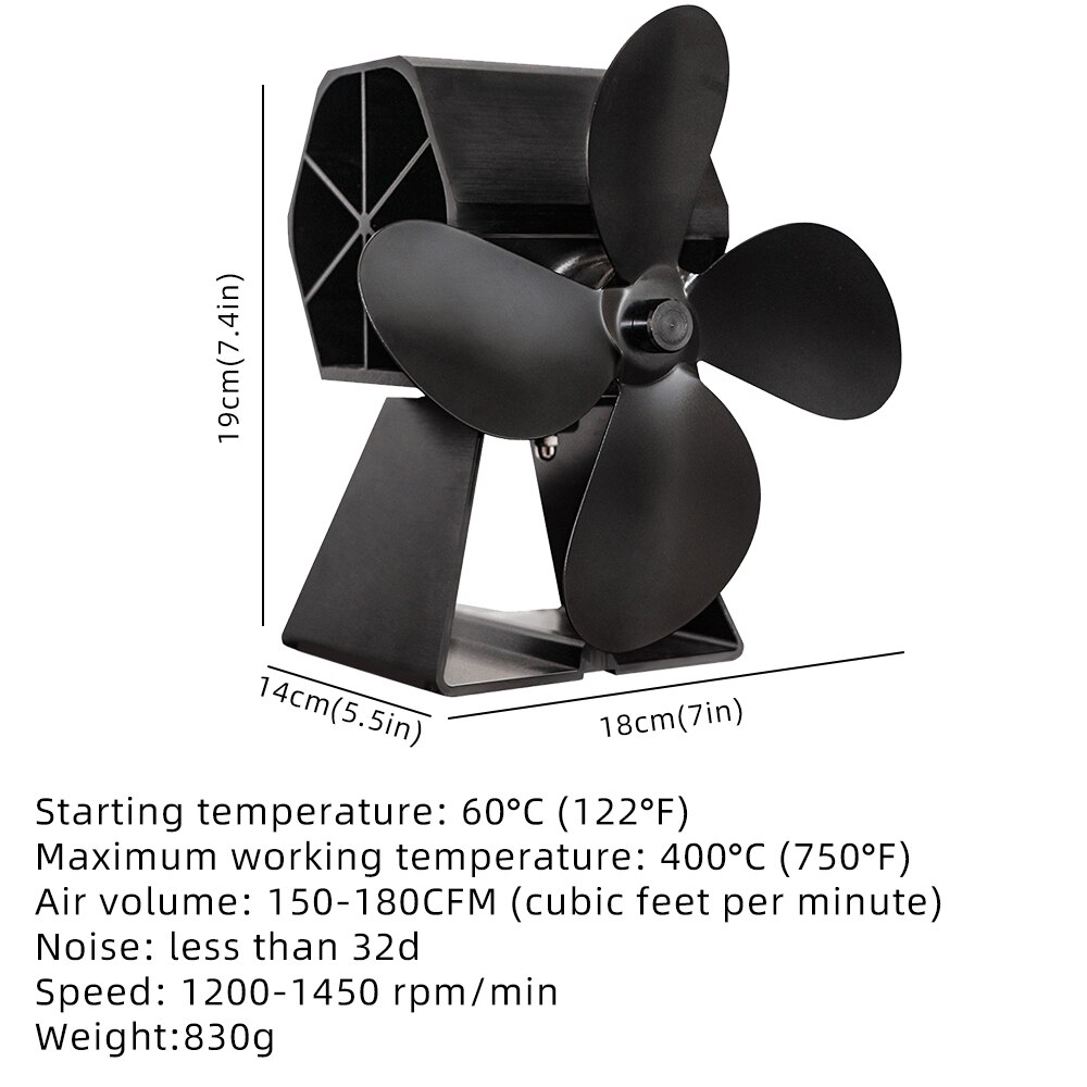 Heat Powered Stove Fan Thermal Power Fireplace Fan Heat Powered Wood Stove Fan Quiet Fan Home Efficient Heat Distribution
