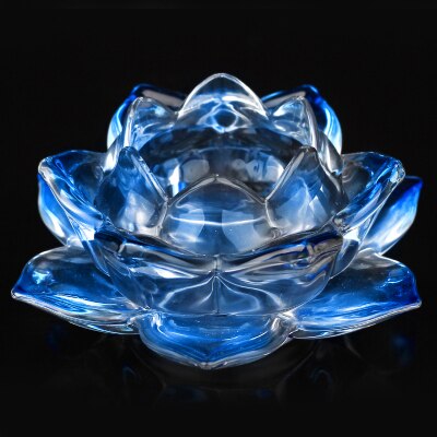 Kandelaar boterlamp boeddhistische tempelbenodigdheden grote zesbladige lotus kleurrijk kristalglas voor boeddhalicht kandelaar: F