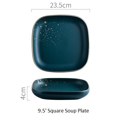 Juego de vajilla de cerámica nórdica de alta , juego de cuencos, platos, sopas, estilo moderno, Retro, Verde: 23square  bowl