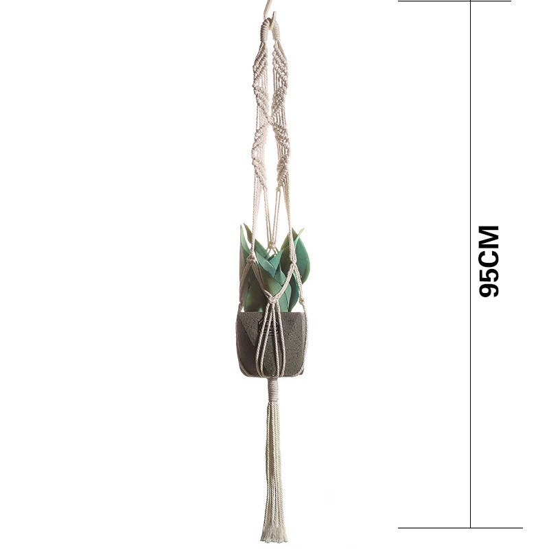 Linnen Opknoping Mand Bloempot Macrame Plant Hangers Indoor Outdoor Planter Tuin Katoenen Touw Weave Planter: 02