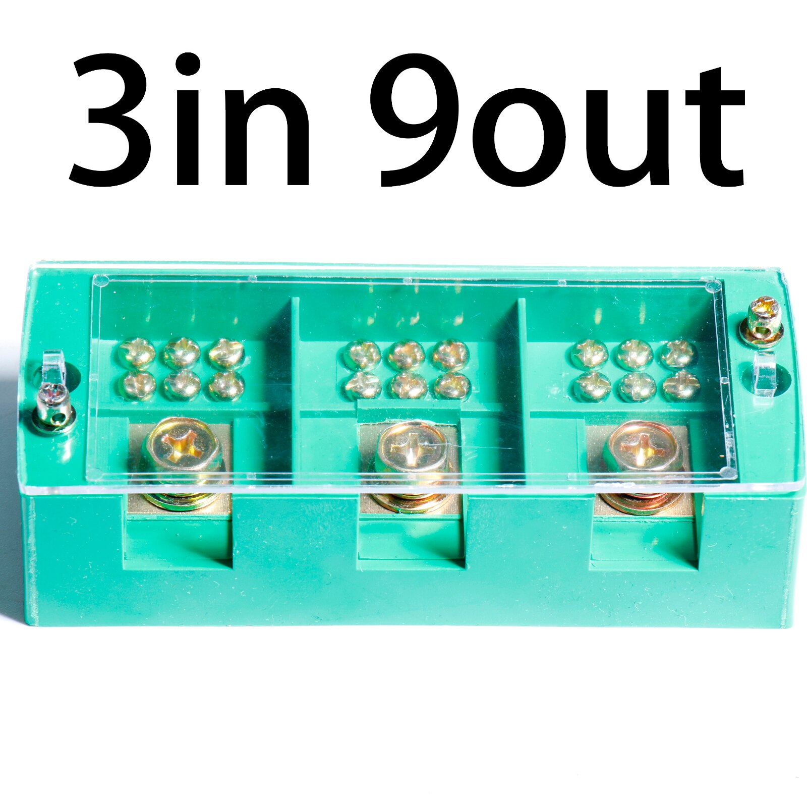 Row Terminal Block wiring Connector Bar Splitter Junction Box Retardant Metering Cabinet Quick Connect Shunt Distribution Case: QFFJ8 3in 9out