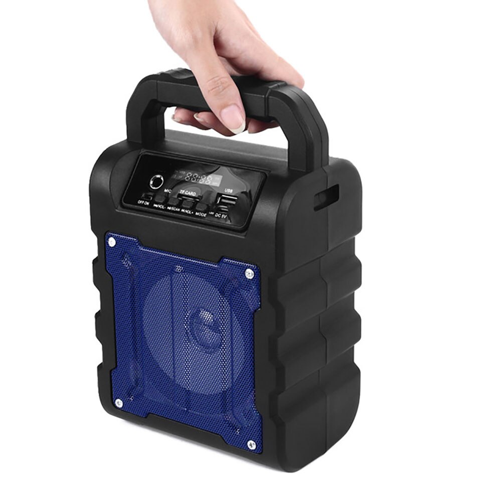 Portable Bluetooth Speaker TF AUX FM Radio Stereo Subwoofer with Microphone: Blue