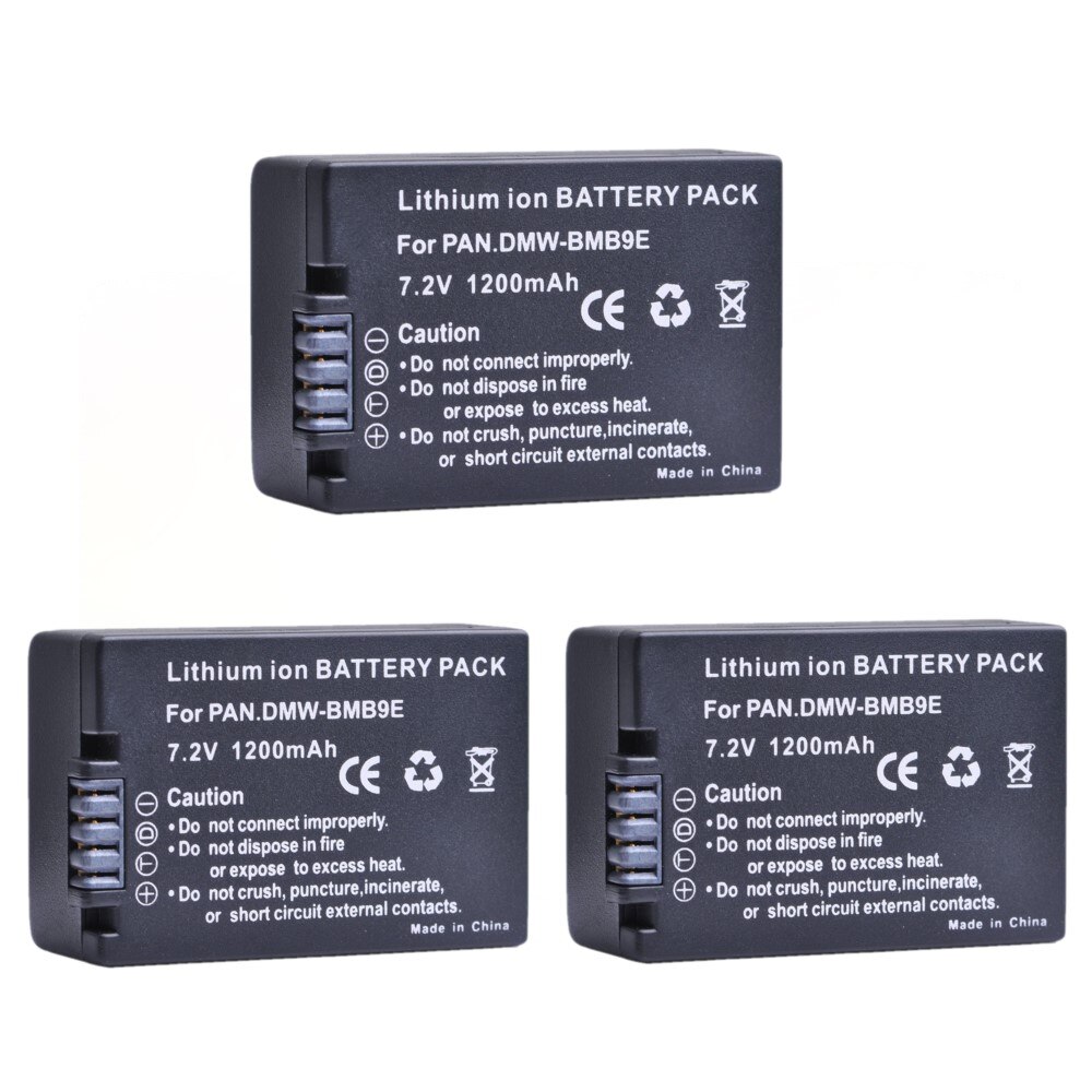 DMW-BMB9 DMW BMB9 BMB9E Battery + LED Charger for Panasonic Lumix DC-FZ82 FZ70 FZ60 FZ100 FZ150 FZ40 FZ45 FZ47 FZ48: 3x Battery