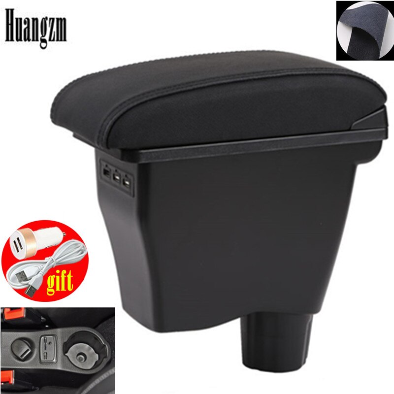 for Smart 450 451453 454 Fortwo Forfour armrest box Double-layer USB Universal Car Armrest Box: A2 Black line 3 usb