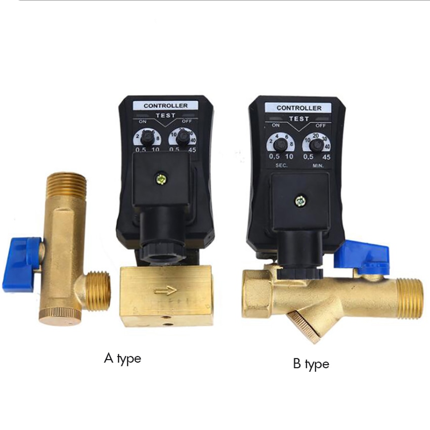 G1/2" DN15 Automatic Timed Water Tank 2-way Direct-acting Drain Valve Air Compressor Solenoid Valve AC220V AC110V DC24V DC12V