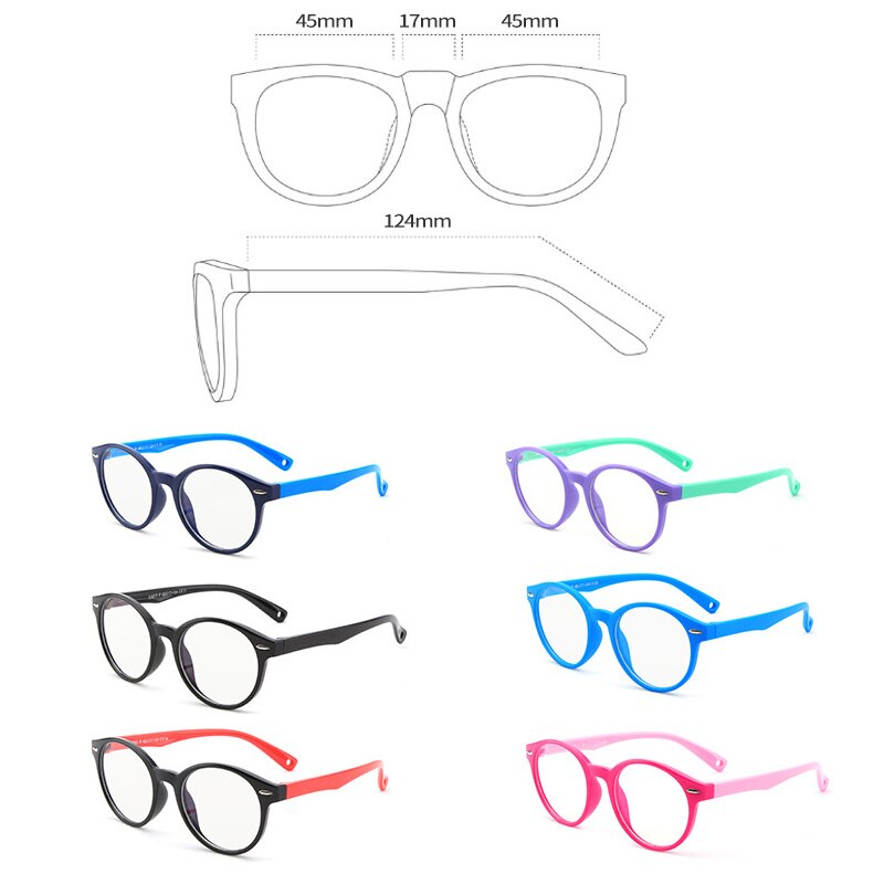 TTLIFE Round Glasses Kids Anti Glare Filter Children Eyeglasses Girl Boy Optical Frame Clear lenses Anti Blue Light Blocking