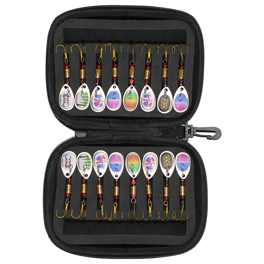 16pcs Fishing Spoons Lures Metal Baits Set for Trout Bass Casting Spinner Fishing Bait with Storage Bag Case Fishing Accessorise