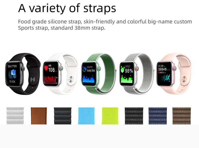 38mm IP68 Waterproof Swimming Bracelet Touch Heart Rate Blood Pressure Smart Watch For Android IOS P20 Smart Watch
