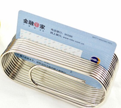 Brass Retro Business Name Card Base Note Name Card Display Stand Picture Photo Clip Desk Sign Holder Table Metal Label Holder: Silver