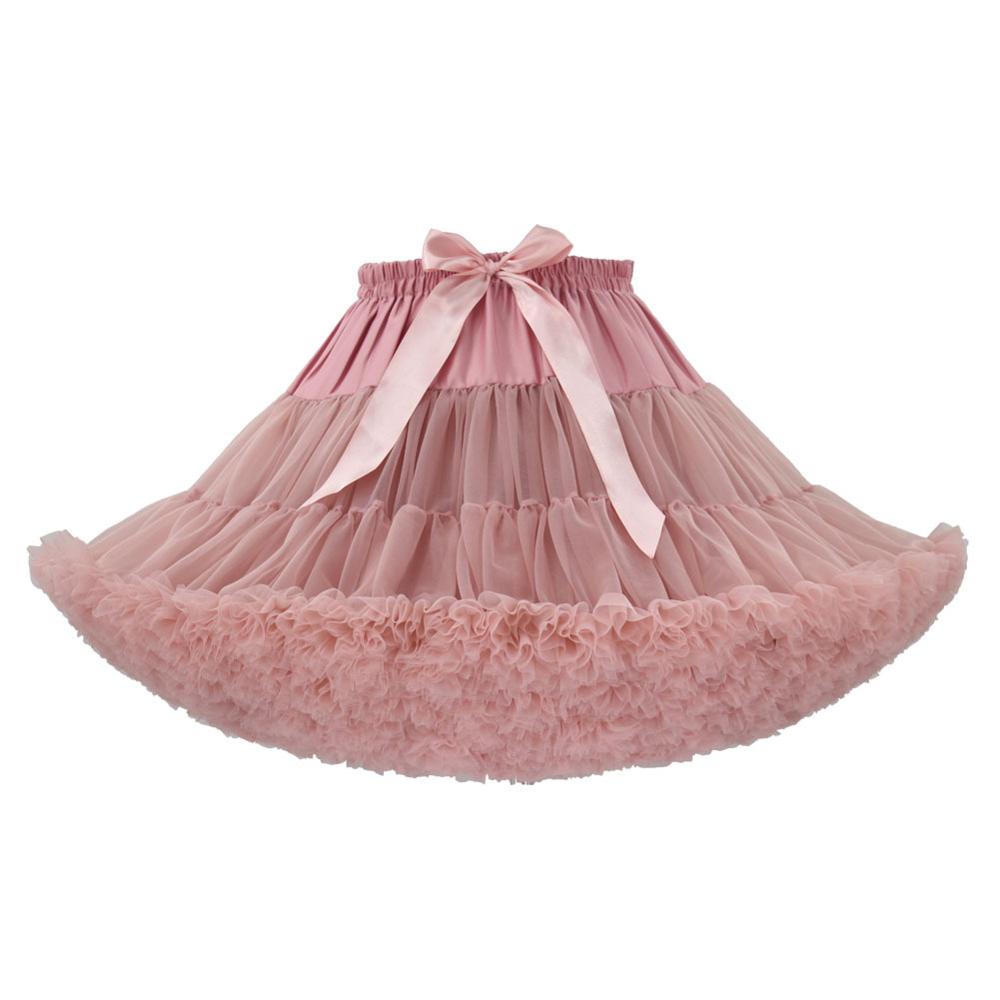 Hongfuyu rokken dames pluizige tutu petticoat onderrok volwassen sexy minirok hoge empire ballet rok jupon bruiloft accessoires: Stoffig roze