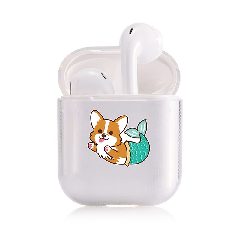 Hard Clear Headphone Case For Apple airpods 1 Case Luxury Pets Corgi Dog Transparent Air Pods Case For Airpods 2 Protective Cove: I201260