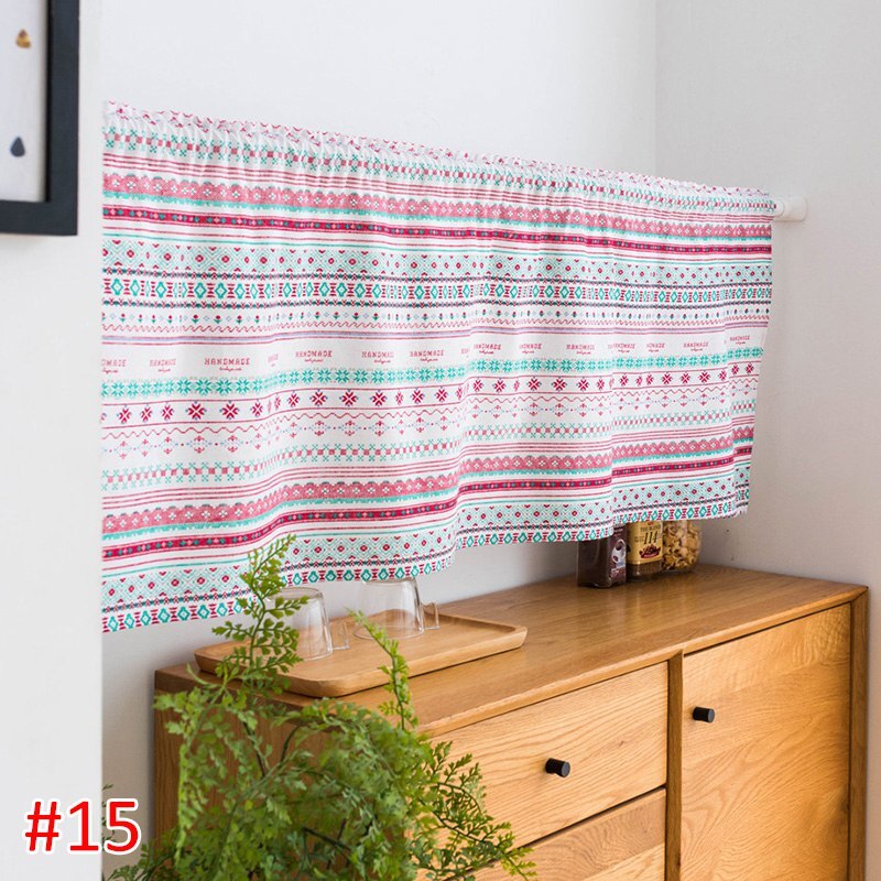Hanging Short Curtain Floral Half-Curtain Plaid Window Drapes Polyester Half-Curtains for Kitchen Cafe Living Room Decoration: S15 Short Curtain