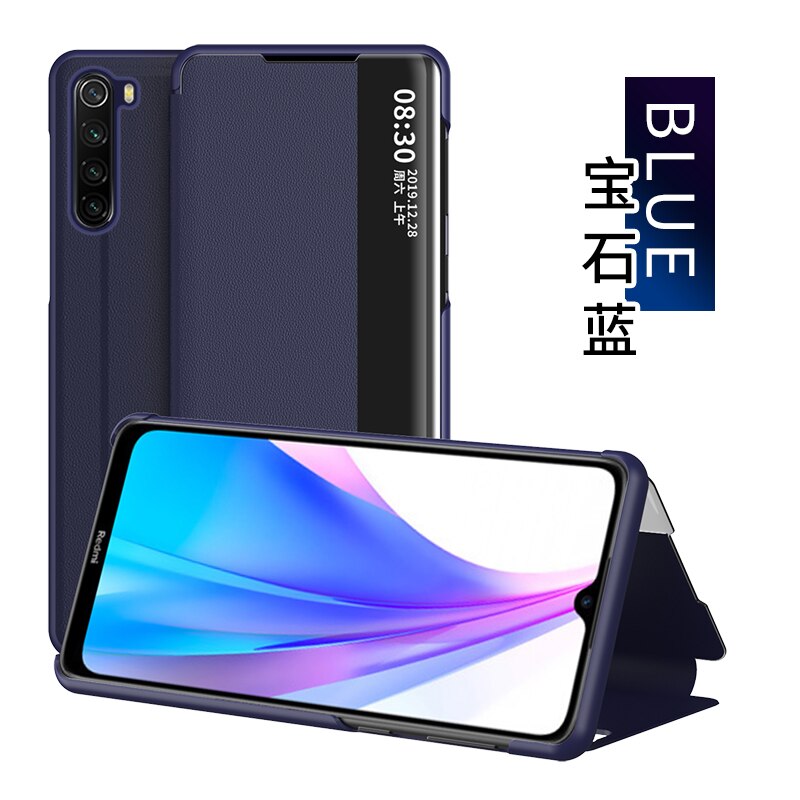 Luxury View Smart Flip Case For Xiaomi Redmi Note 8T Red Mi Note8T 8 T fundas original Magnetic Holder Leather Etui Phone Cover: Blue