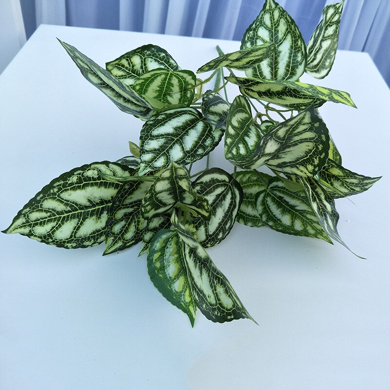 Hmeot 1 pc grønn reddik / hvit flekk / kaldt vann / søtpotet / limte silke kunstige planter, hage hjem dekorasjon grønne planter