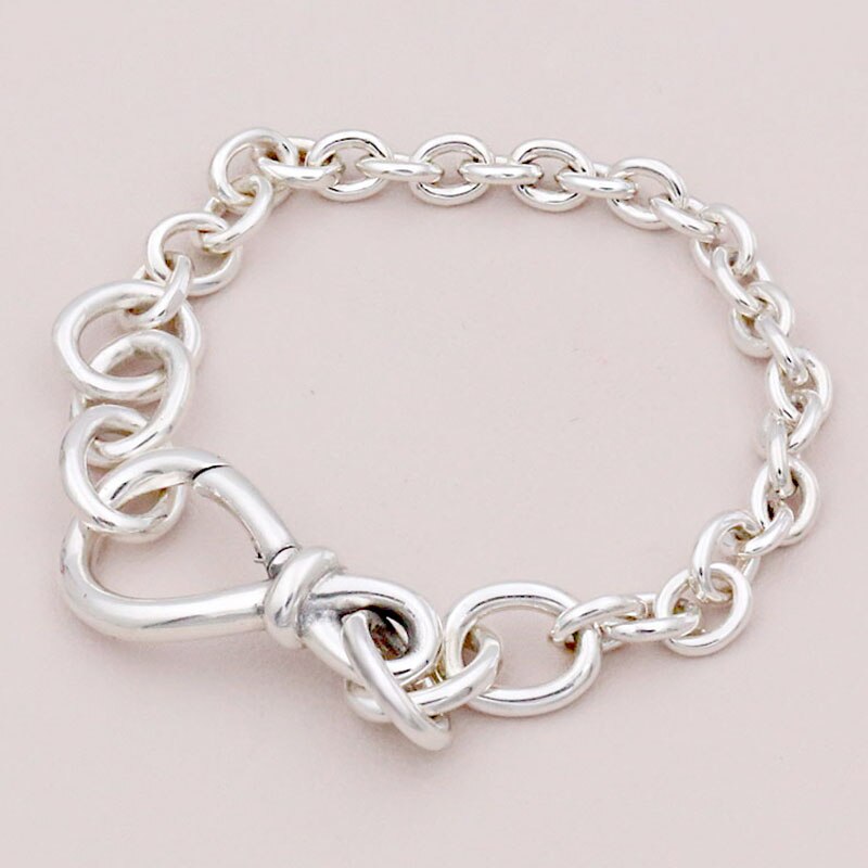925 Sterling Silver Bracelet Smooth Chunky Infinity Knot Chain Bracelet Bangle Fit Women Bead Charm Diy Europe Jewelry