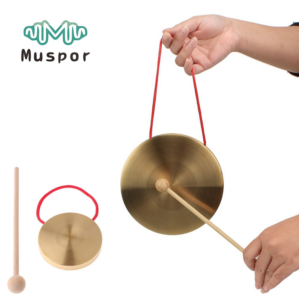 4 polegada de Bronze da Mão Gongos Címbalos de Cobre Vara De Madeira para Banda Ritmo de Percussão Instrumento Crianças Música Brinquedos