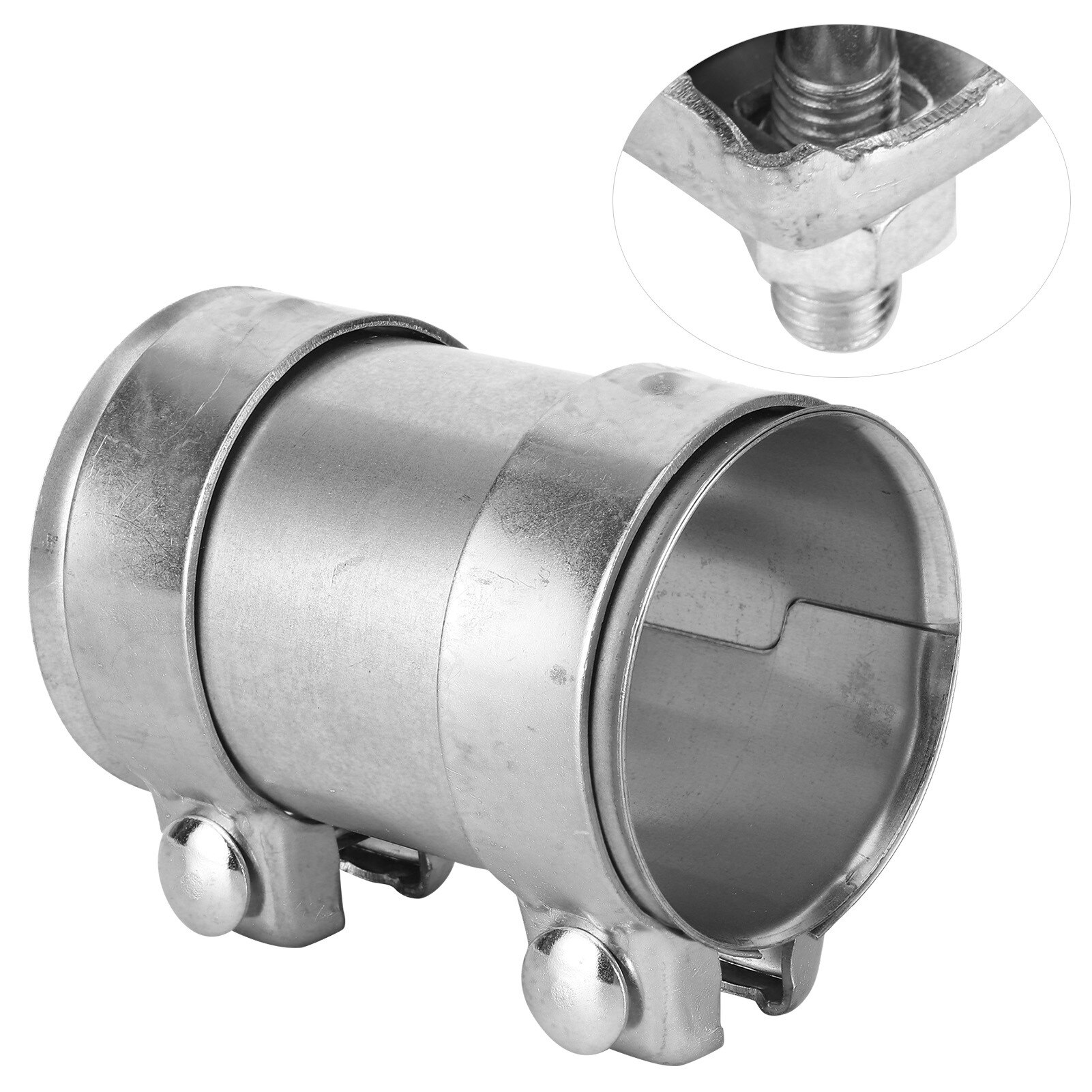 3in 76mm Exhaust Pipe Connector Double Clamp Joiner Stainless Steel Sleeve Universal Tube Repair Parts